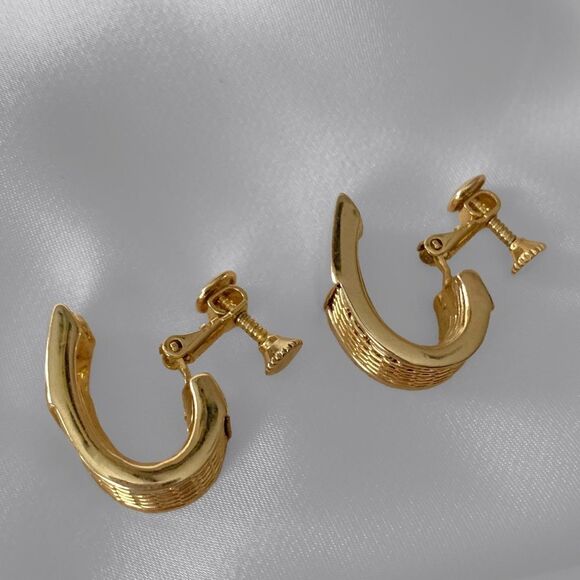 Napier Gold Hoop Earrings - Picture 4 of 6